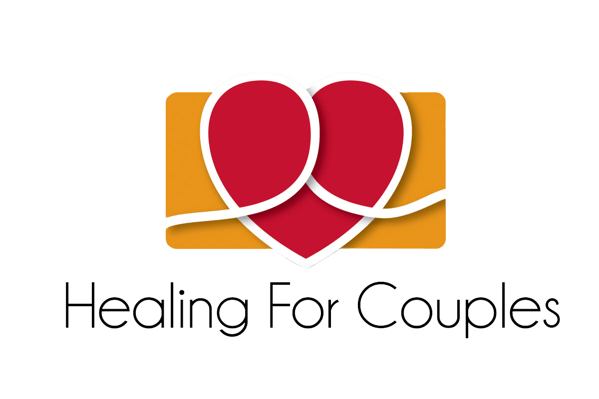 A red heart with the words, " healing for couples."